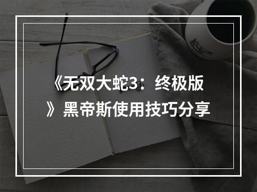 《无双大蛇3：终极版》黑帝斯使用技巧分享