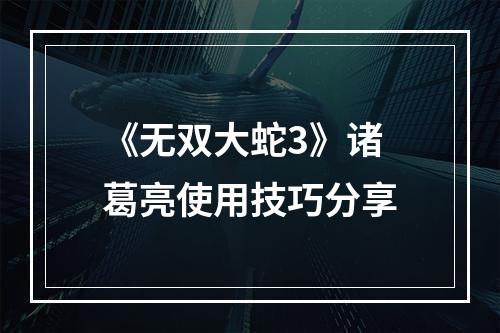 《无双大蛇3》诸葛亮使用技巧分享