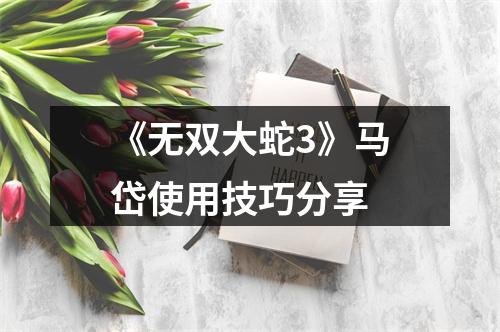 《无双大蛇3》马岱使用技巧分享