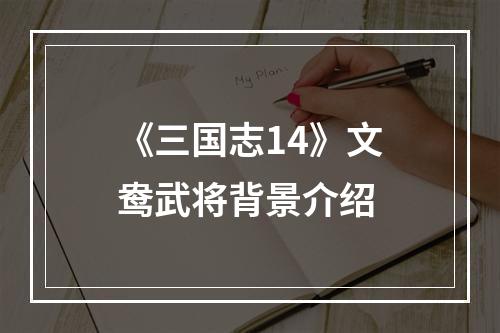 《三国志14》文鸯武将背景介绍