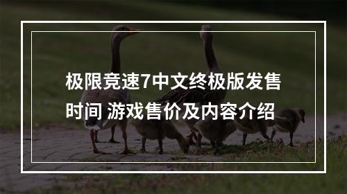 极限竞速7中文终极版发售时间 游戏售价及内容介绍