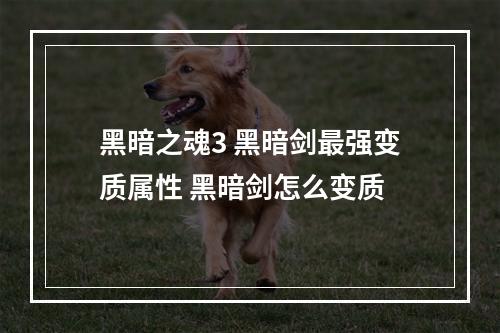 黑暗之魂3 黑暗剑最强变质属性 黑暗剑怎么变质