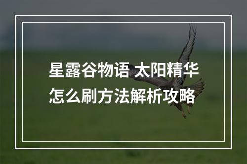 星露谷物语 太阳精华怎么刷方法解析攻略