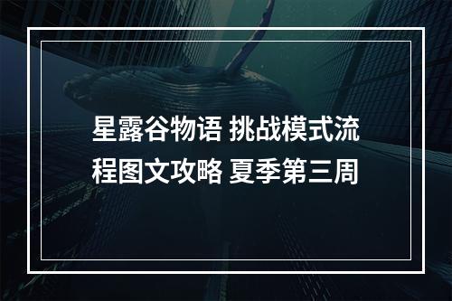 星露谷物语 挑战模式流程图文攻略 夏季第三周