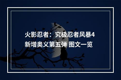 火影忍者：究极忍者风暴4 新增奥义第五弹 图文一览