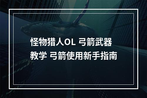 怪物猎人OL 弓箭武器教学 弓箭使用新手指南