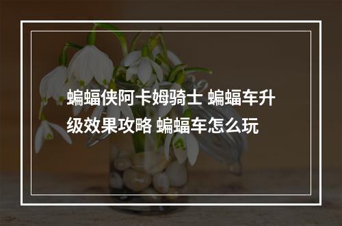 蝙蝠侠阿卡姆骑士 蝙蝠车升级效果攻略 蝙蝠车怎么玩