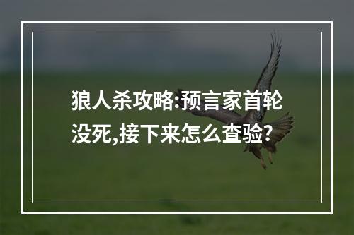 狼人杀攻略:预言家首轮没死,接下来怎么查验?