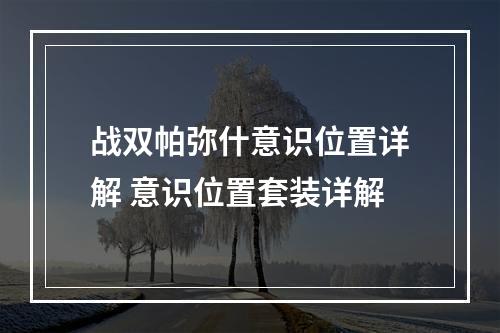 战双帕弥什意识位置详解 意识位置套装详解