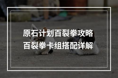 原石计划百裂拳攻略 百裂拳卡组搭配详解