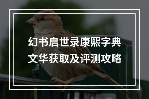 幻书启世录康熙字典文华获取及评测攻略