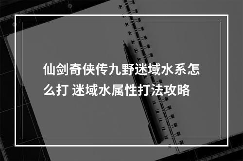 仙剑奇侠传九野迷域水系怎么打 迷域水属性打法攻略