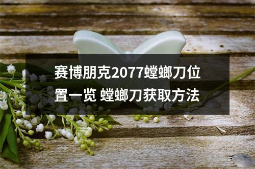 赛博朋克2077螳螂刀位置一览 螳螂刀获取方法