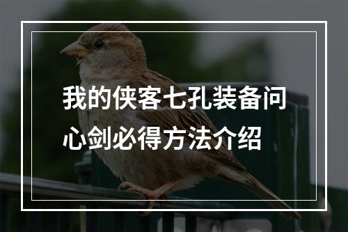 我的侠客七孔装备问心剑必得方法介绍