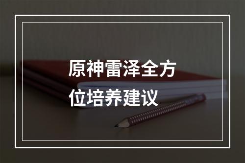 原神雷泽全方位培养建议