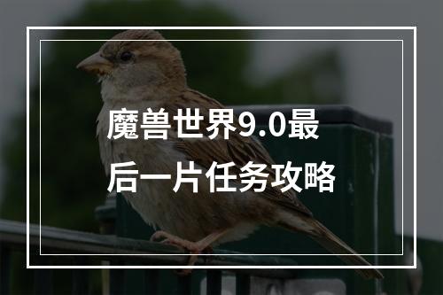 魔兽世界9.0最后一片任务攻略