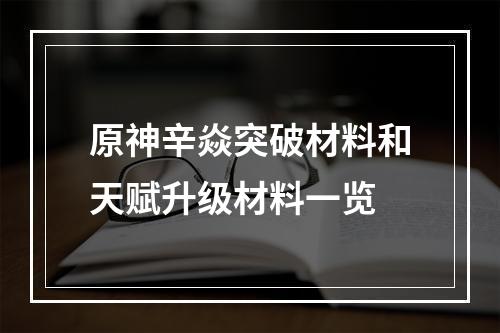 原神辛焱突破材料和天赋升级材料一览