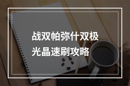 战双帕弥什双极光晶速刷攻略