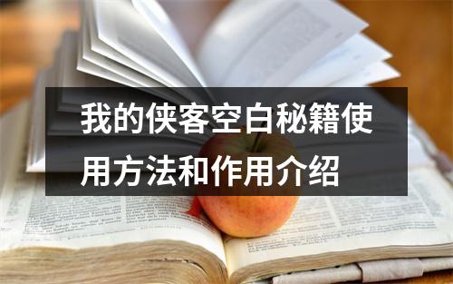 我的侠客空白秘籍使用方法和作用介绍