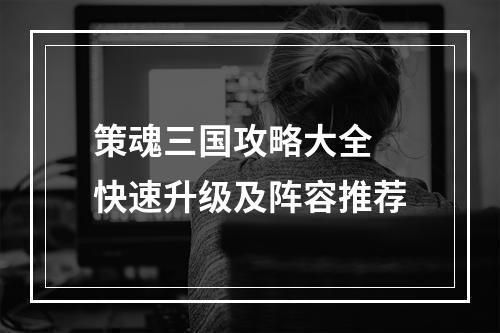 策魂三国攻略大全 快速升级及阵容推荐