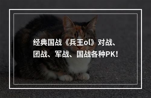 经典国战《兵王ol》对战、团战、军战、国战各种PK！