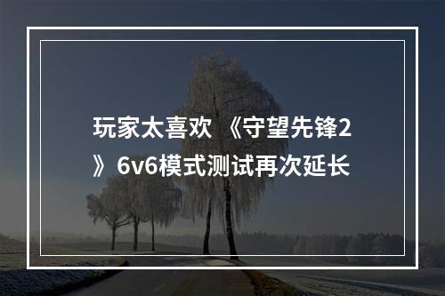 玩家太喜欢 《守望先锋2》6v6模式测试再次延长