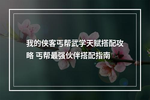 我的侠客丐帮武学天赋搭配攻略 丐帮最强伙伴搭配指南