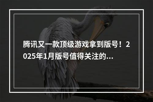 腾讯又一款顶级游戏拿到版号！2025年1月版号值得关注的游戏