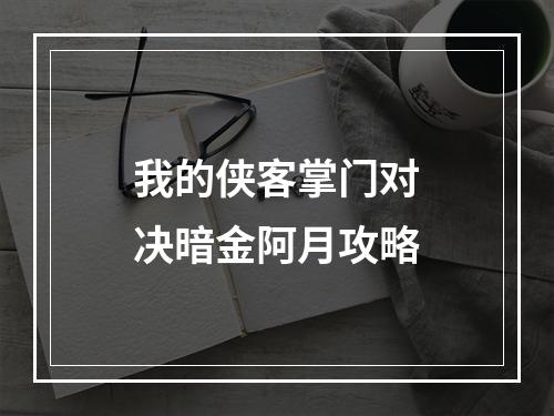 我的侠客掌门对决暗金阿月攻略