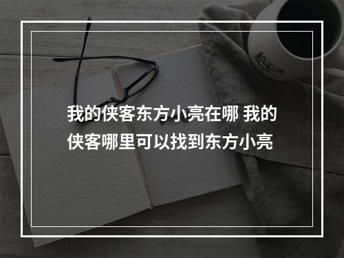 我的侠客东方小亮在哪 我的侠客哪里可以找到东方小亮