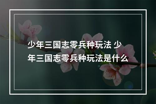 少年三国志零兵种玩法 少年三国志零兵种玩法是什么