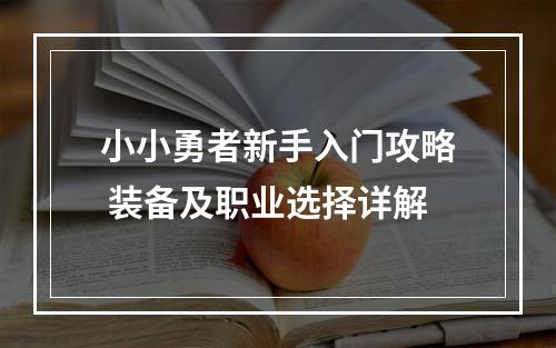 小小勇者新手入门攻略 装备及职业选择详解