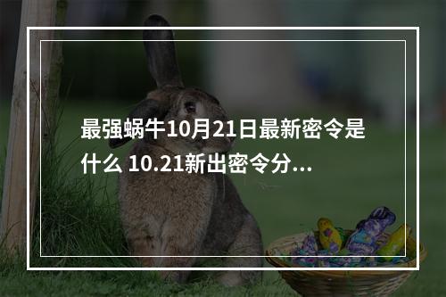 最强蜗牛10月21日最新密令是什么 10.21新出密令分享