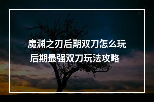 魔渊之刃后期双刀怎么玩 后期最强双刀玩法攻略