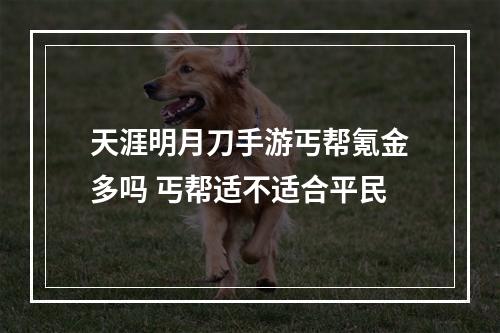 天涯明月刀手游丐帮氪金多吗 丐帮适不适合平民