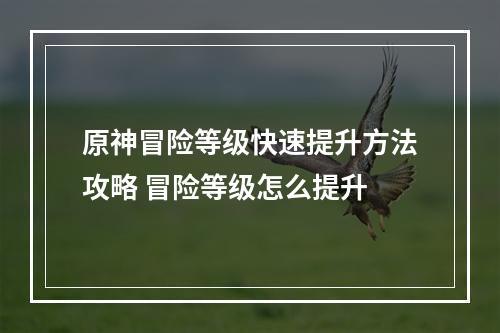 原神冒险等级快速提升方法攻略 冒险等级怎么提升