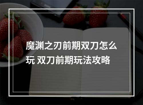 魔渊之刃前期双刀怎么玩 双刀前期玩法攻略