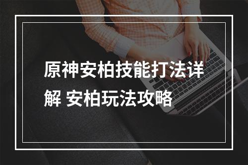 原神安柏技能打法详解 安柏玩法攻略