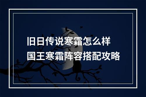 旧日传说寒霜怎么样 国王寒霜阵容搭配攻略