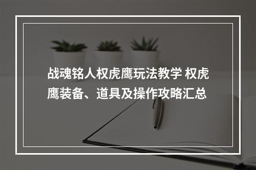 战魂铭人权虎鹰玩法教学 权虎鹰装备、道具及操作攻略汇总