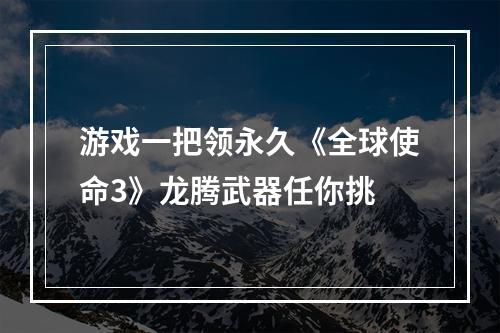 游戏一把领永久《全球使命3》龙腾武器任你挑