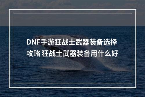 DNF手游狂战士武器装备选择攻略 狂战士武器装备用什么好