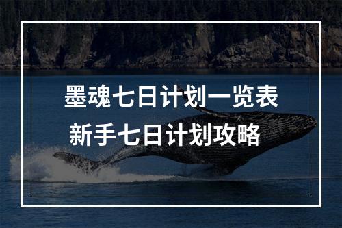 墨魂七日计划一览表 新手七日计划攻略