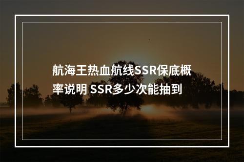 航海王热血航线SSR保底概率说明 SSR多少次能抽到