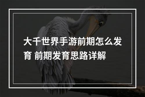 大千世界手游前期怎么发育 前期发育思路详解