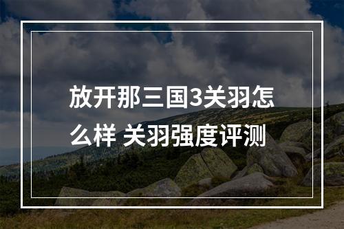 放开那三国3关羽怎么样 关羽强度评测