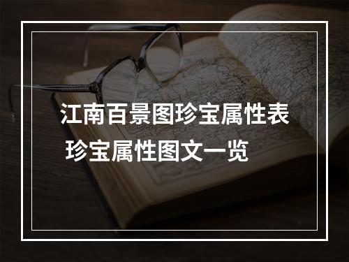 江南百景图珍宝属性表 珍宝属性图文一览