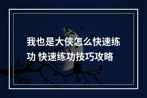 我也是大侠怎么快速练功 快速练功技巧攻略