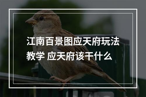 江南百景图应天府玩法教学 应天府该干什么