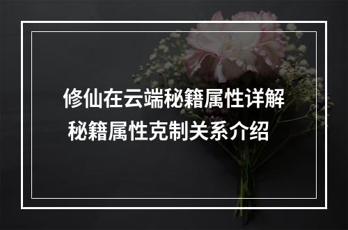 修仙在云端秘籍属性详解 秘籍属性克制关系介绍